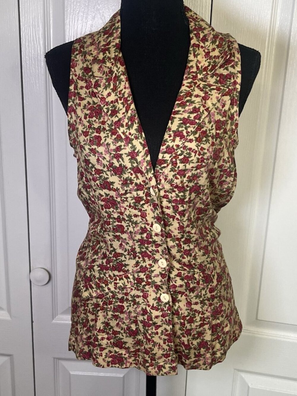 Vintage 90's Pinky Company Floral Button Blouse Sz S Sleeveless Cottagecore - Picture 9 of 10
